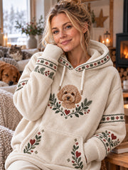 Sweat à capuche en flanelle rétro style nordique Shiba Inu