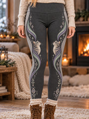 Legging rétro à imprimé chat «Aurora» de style nordique