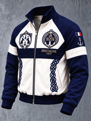 Veste zippée décontractée pour homme, imprimé breton celtique patchwork