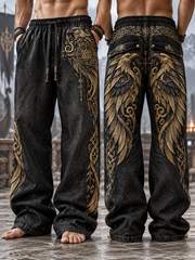 Pantalon Homme Viking Art Imprimé En Coton Et Chanvre