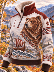 Haut à col en fourrure motif viking pour femme
