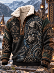 Chemise viking pour homme en peluche à col montant