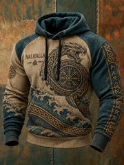 Sweat à capuche imprimé Valhalla style viking pour homme