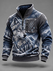 Sweat-shirt Homme Imprimé Loup Nordique