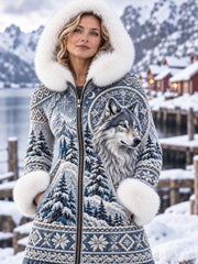 Veste à capuche pour femme, motifs animaux, collection automne-hiver nordique