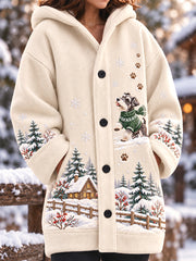 Manteau long en molleton composite décontracté pour femmes hiver mignon Schnauzer Print Dog Lovers