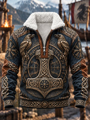 Sweat-shirt à imprimé viking pour homme