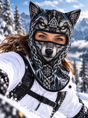 Cagoule intégrale imprimée d'animaux nordiques d'automne et d'hiver
