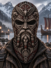 Cagoule intégrale style viking à motif artistique