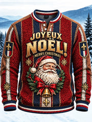 Sweat-shirt décontracté pour homme, imprimé à rayures de Noël, style français