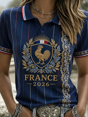 T-shirt polo de football français pour femmes