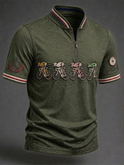 T-shirt manches courtes zippé pour homme, modèle vélo de course