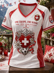 T-shirt Femme Swiss Football Lover Art Imprimé