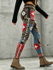Legging à imprimé football suisse pour femmes