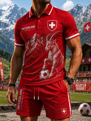 Ensemble polo à manches courtes pour homme, imprimé sur le thème du football