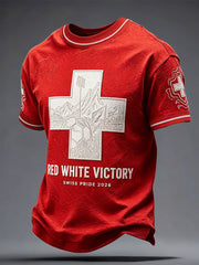 T-shirt pour homme Swiss Football Lover Art Imprimé