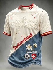 T-shirt imprimé de modèle de football suisse de la mode des hommes