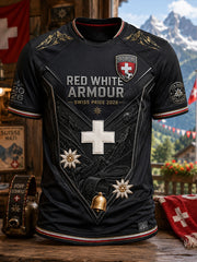 T-shirt imprimé pour homme, style footballeur suisse