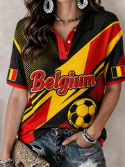 Polo imprimé pour femme à thème footballistique belge