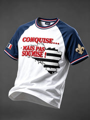 T-shirt décontracté à épaules tombantes pour homme, imprimé du drapeau de la Bretagne française