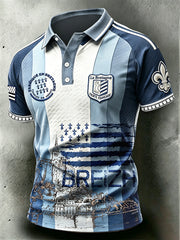 Polo décontracté vintage à rayures bretonnes pour homme