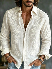 Chemise Vintage Boho Floral Art Print Homme