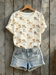 T-shirt à manches courtes Lovely Dogs Print Femme