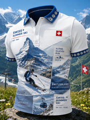 Polo Homme à manches courtes imprimé sur le thème du ski