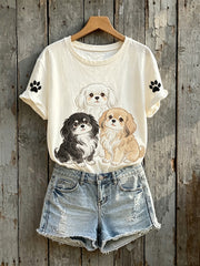 Lovely Dogs With Paws T-shirt à manches courtes pour femmes