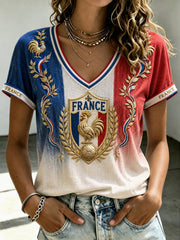 T-shirt col V France Football pour femme