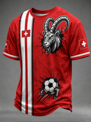 T-shirt à imprimé pour fans de football suisse, modèle homme