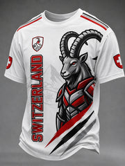 T-shirt à imprimé pour fans de football suisse, modèle homme