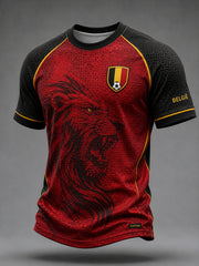 Maillot décontracté avec impression d’art fan de football belge rétro