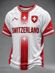 T-shirt à imprimé pour fans de football suisse, modèle homme