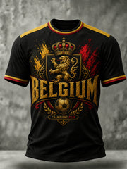 T-shirt homme de football belge à manches courtes et col rond