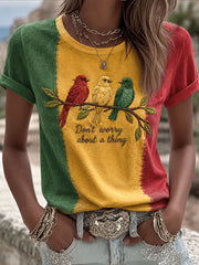 T-shirt décontracté imprimé pour femme « Every Little Thing Is Gonna Be Alright »