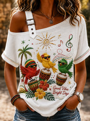 T-shirt classique à épaules dénudées pour femmes qui aiment la musique reggae