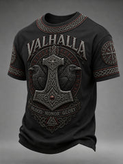 T-shirt rétro pour homme à manches courtes, imprimé motifs vikings
