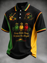 Polo décontracté à armure gaufrée d'inspiration reggae rétro