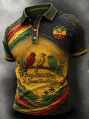 Polo décontracté artistique d'inspiration reggae vintage pour homme