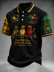 Retro Reggae Patchwork à carreaux Casual Waffle-Weave Polo pour homme