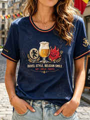 T-shirt imprimé d’art aux couleurs de la Belgique pour la fête nationale, modèle femme