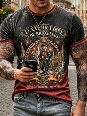 T-shirt pour la fête nationale de la Belgique, motif artistique à l’effigie de bières, pour hommes