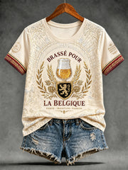 T-shirt imprimé d’art aux couleurs de la Belgique pour la fête nationale, modèle femme