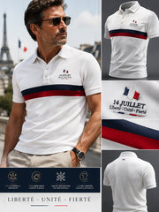 Polo décontracté artistique fête nationale française rétro pour hommes