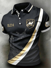 Polo de ville décontracté pour homme, noir à imprimé breton français