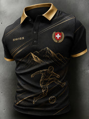 Polo à manches courtes pour homme avec imprimé footballistique