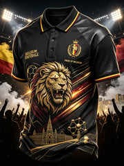 Polo à manches courtes pour homme avec imprimé lion de football