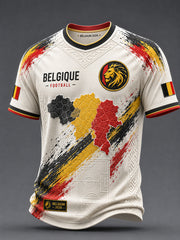 T-shirt décontracté avec impression d’art fan de football belge rétro