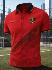 Polo à manches courtes pour homme avec imprimé lion de football